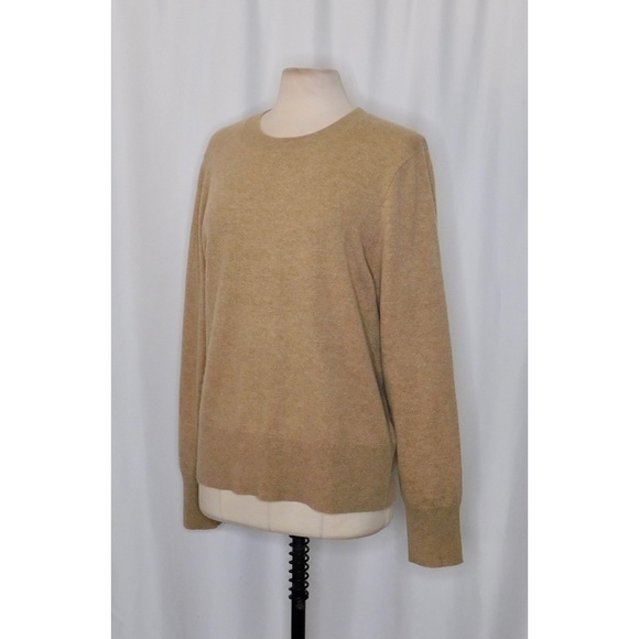J. CREW Cashmere Classic Fit Crewneck Sweater Heathered Camel Crew Neck X-Large - Picture 7 of 15